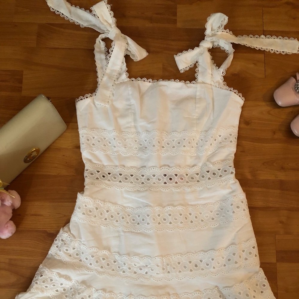 Kirra🌸Shoulder Style Mini Dress in Ivory - Picture 2 of 11